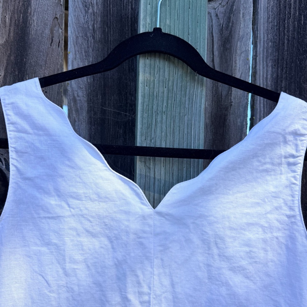 J. Peterman White Linen Cotton Button Front Sleeveless Dress Size 4 - Picture 4 of 14